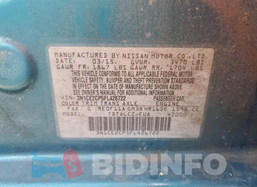 3N1CE2CP5FL426722 Photo# 12