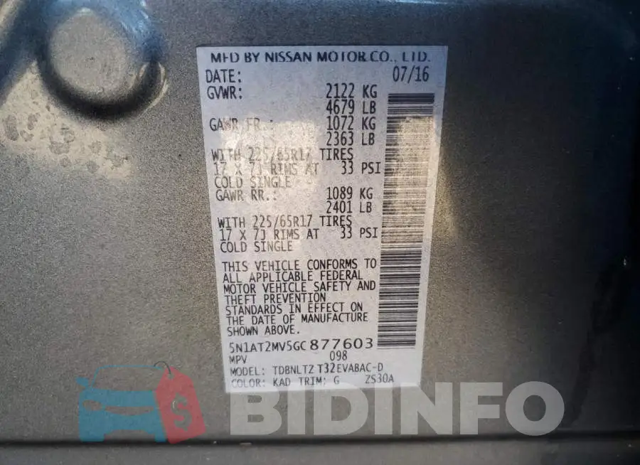 5N1AT2MV5GC877603 Photo# 12