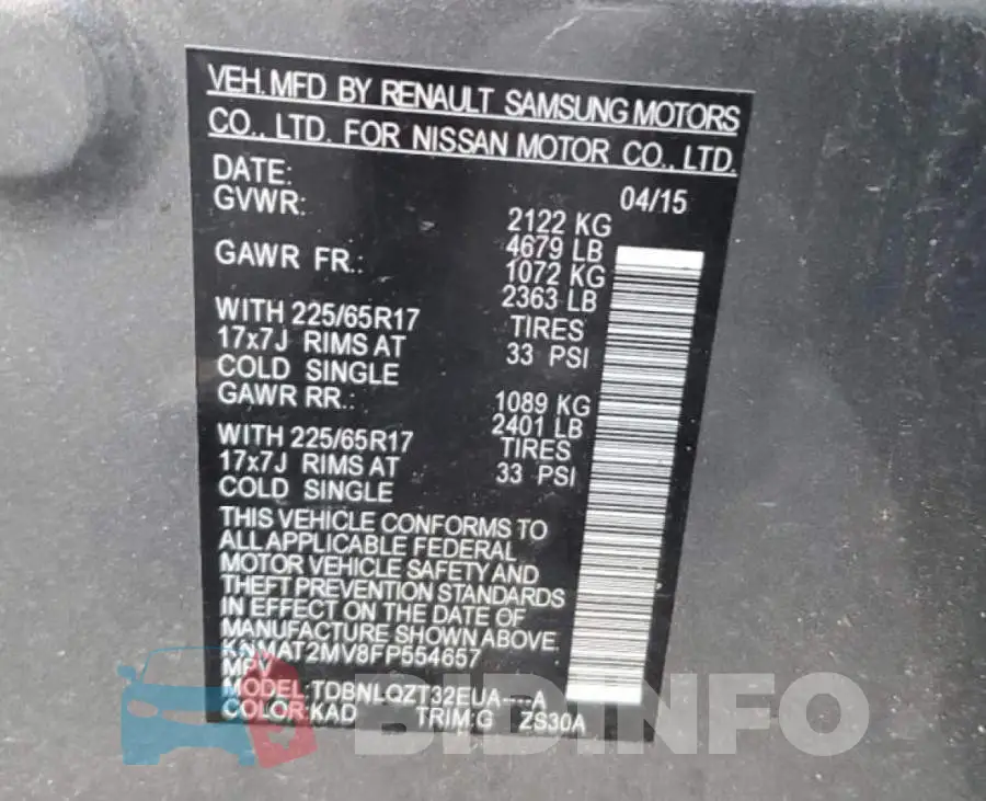 KNMAT2MV8FP554657 Photo# 12