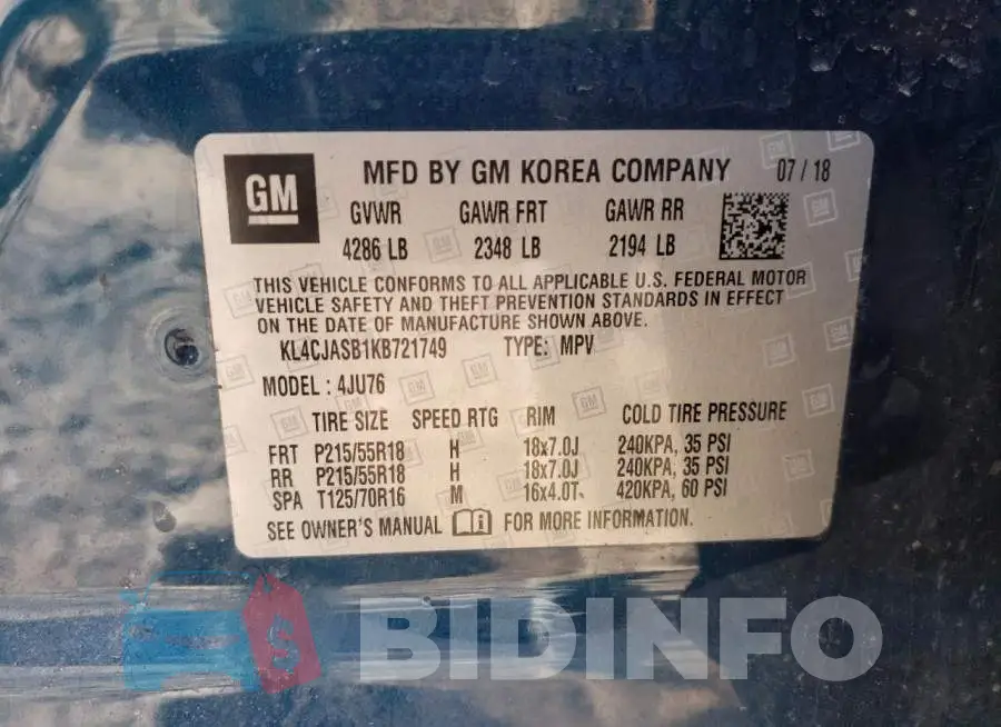 KL4CJASB1KB721749 Photo# 14