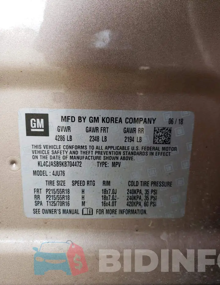 KL4CJASB9KB704472 Photo# 13