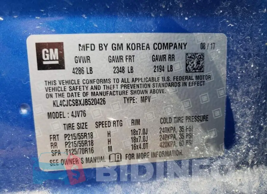 KL4CJCSBXJB520426 Photo# 13