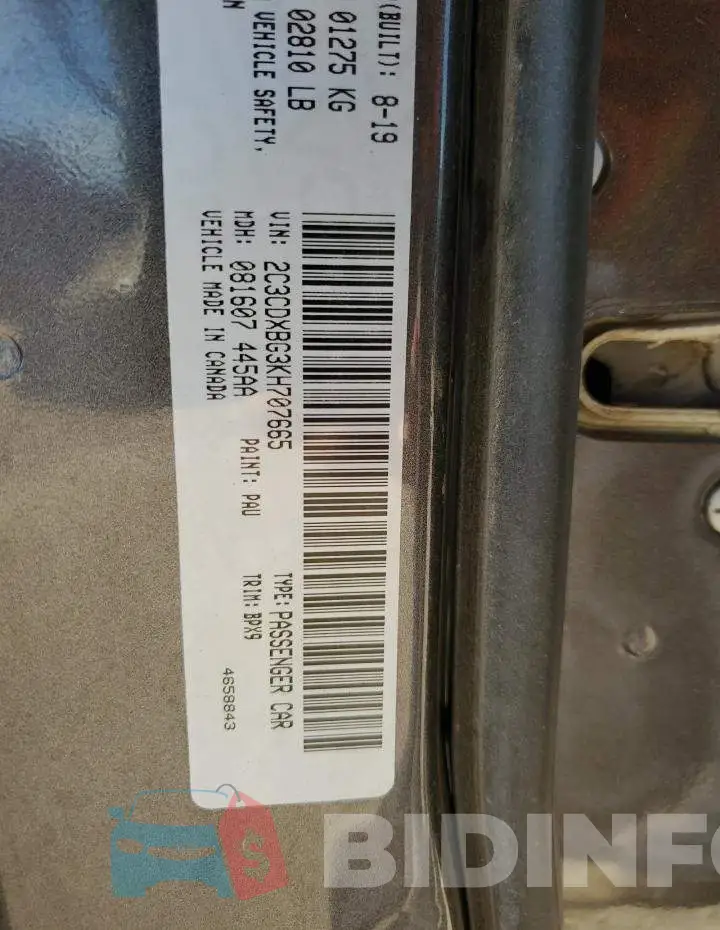 2C3CDXBG3KH707665 Photo# 13