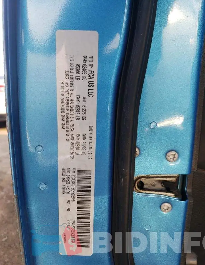 2C3CDXCT8KH522975 Photo# 12