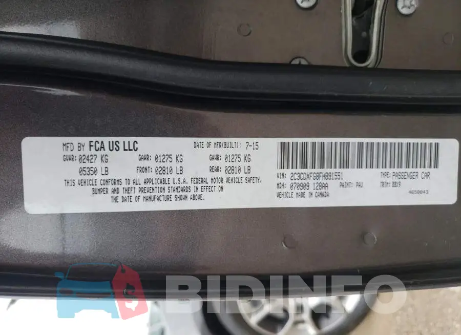 2C3CDXFG8FH891551 Photo# 12