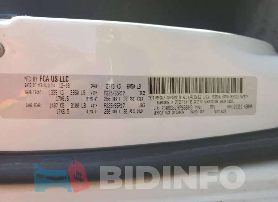 2C4RDGEG7KR606043 Photo# 13