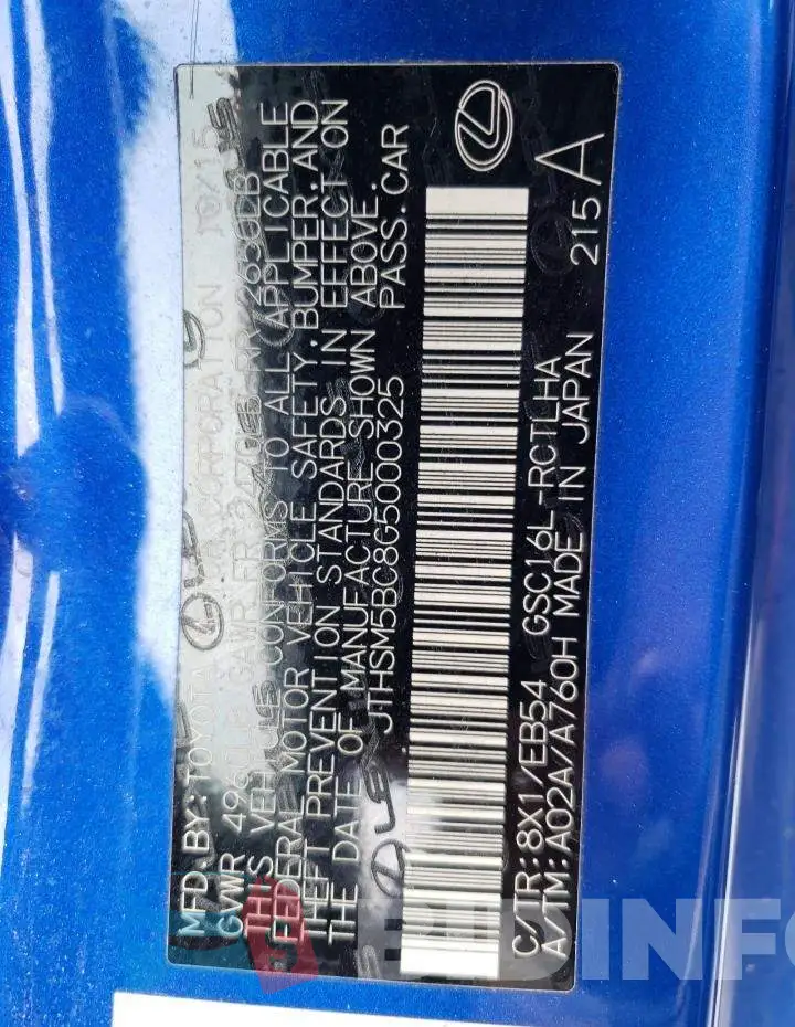 JTHSM5BC8G5000325 Photo# 12