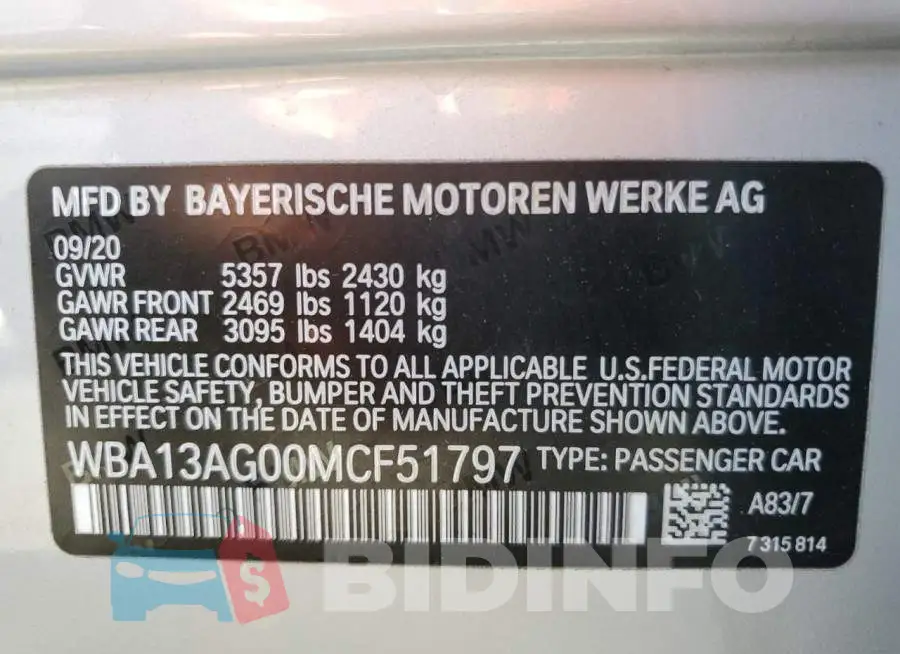 WBA13AG00MCF51797 Photo# 12