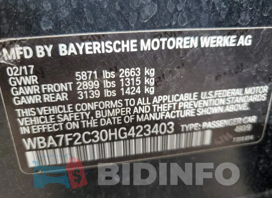 WBA7F2C30HG423403 Photo# 12