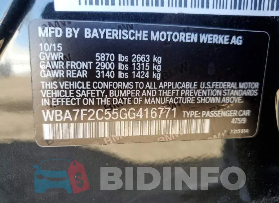 WBA7F2C55GG416771 Photo# 12