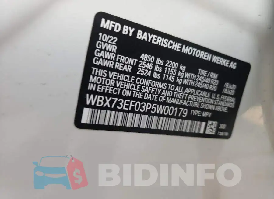 WBX73EF03P5W00179 Photo# 13