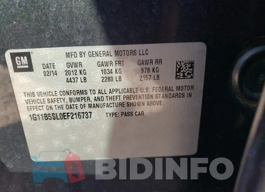 1G11B5SL0EF216737 Photo# 12