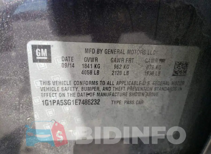 1G1PA5SG1E7486232 Photo# 12