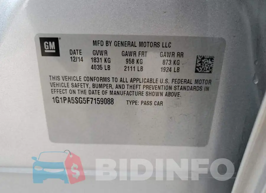 1G1PA5SG5F7159088 Photo# 13