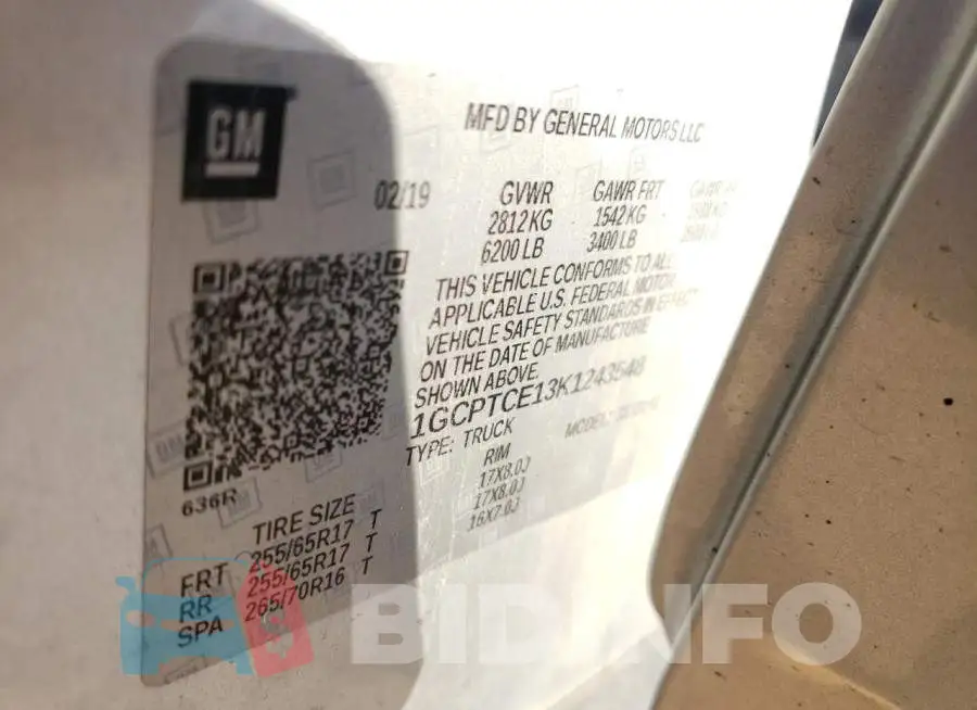 1GCPTCE13K1243548 Photo# 13
