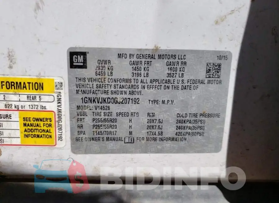 1GNKVJKD0GJ207192 Photo# 13