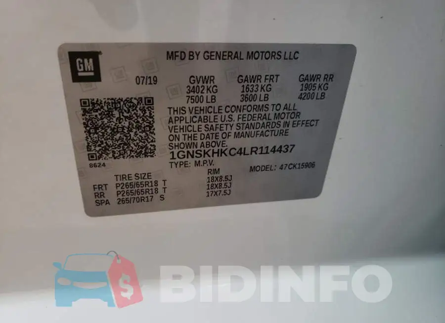 1GNSKHKC4LR114437 Photo# 13