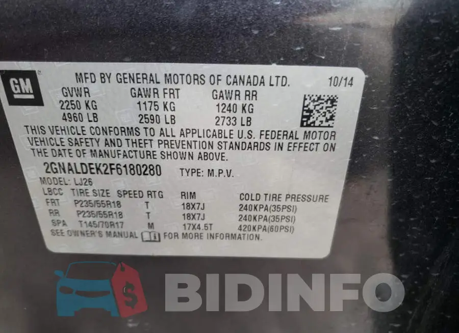 2GNALDEK2F6180280 Photo# 13