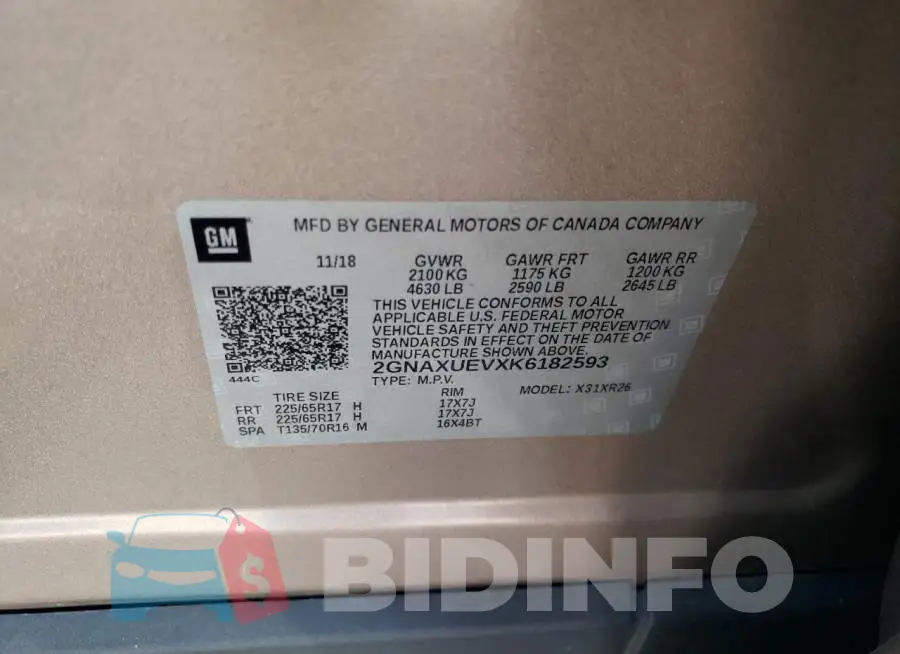 2GNAXUEVXK6182593 Photo# 12