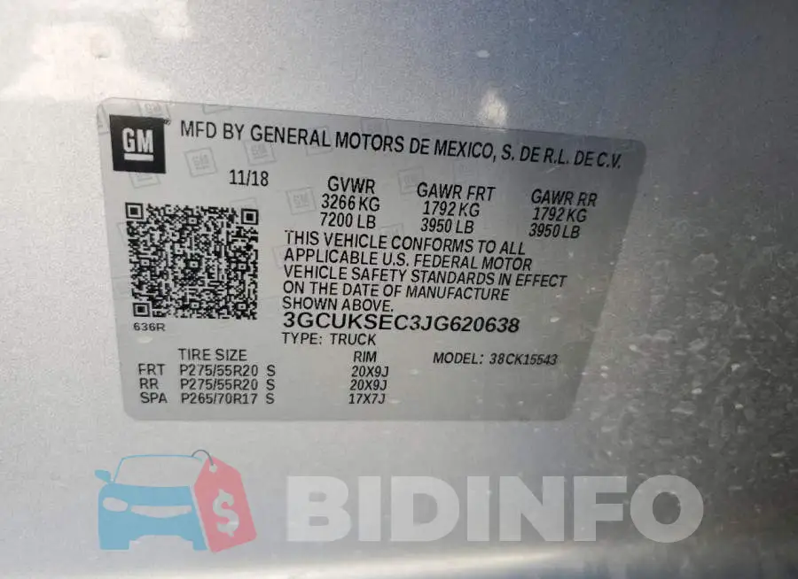 3GCUKSEC3JG620638 Photo# 12