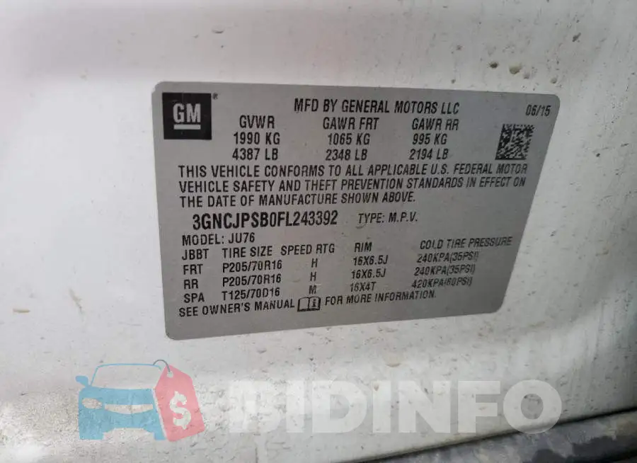 3GNCJPSB0FL243392 Photo# 13