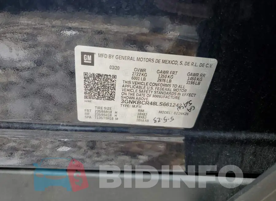 3GNKBCR48LS661242 Photo# 12