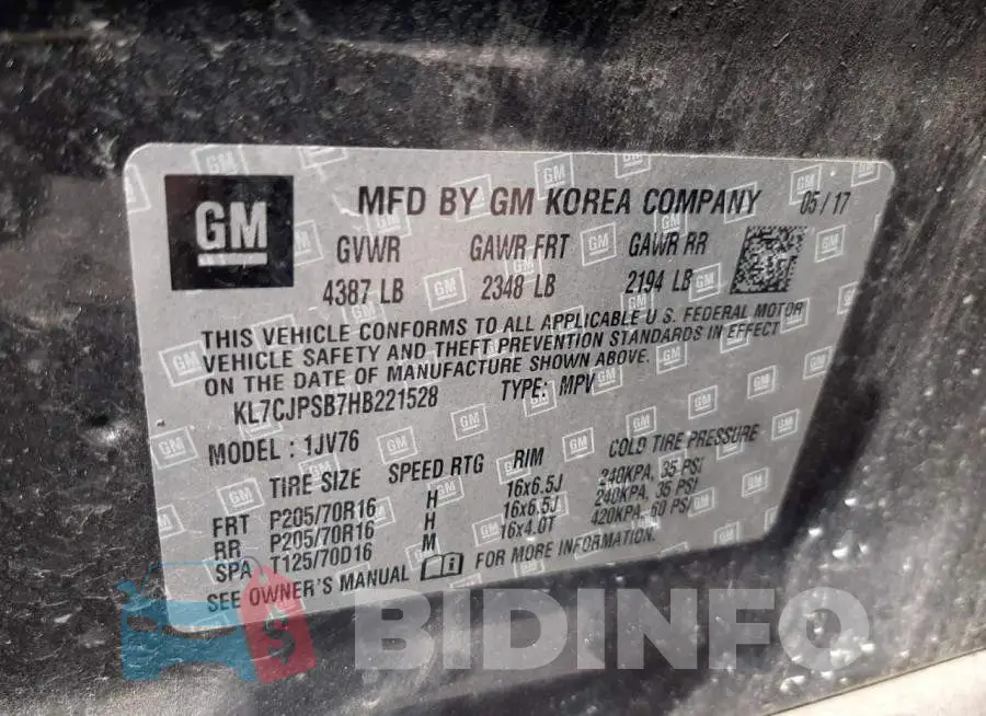 KL7CJPSB7HB221528 Photo# 14