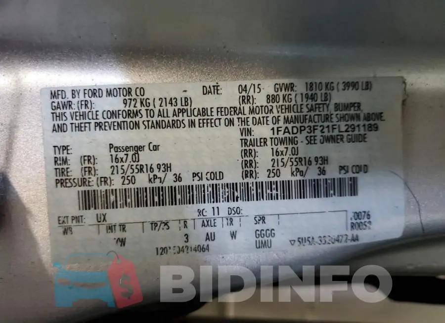 1FADP3F21FL291189 Photo# 12