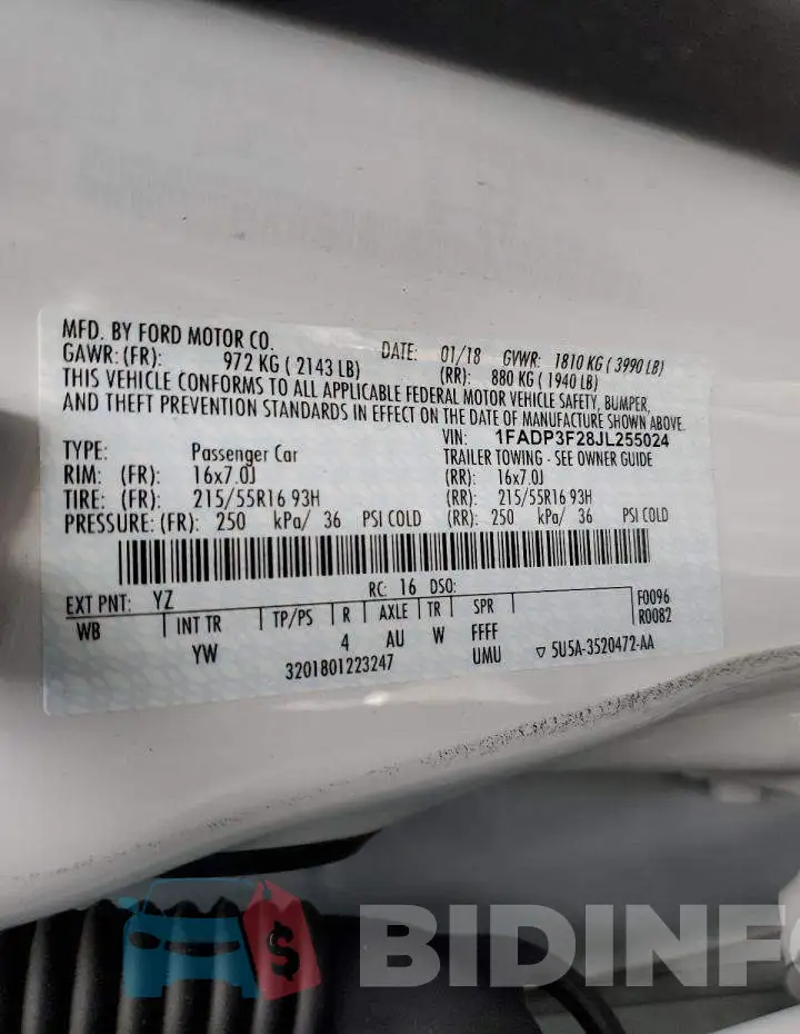 1FADP3F28JL255024 Photo# 13