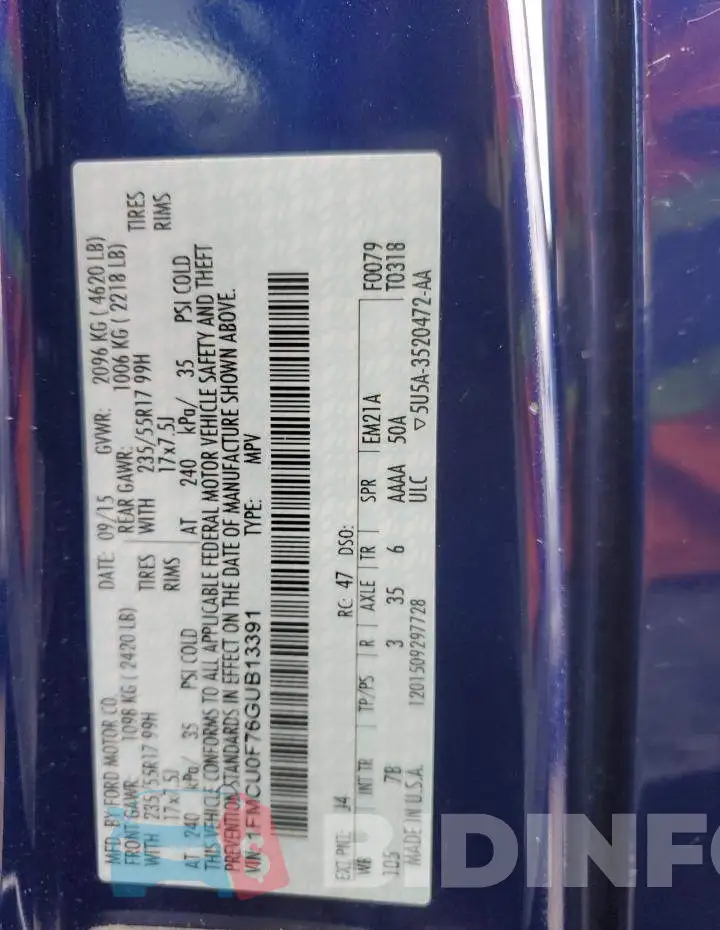 1FMCU0F76GUB13391 Photo# 13