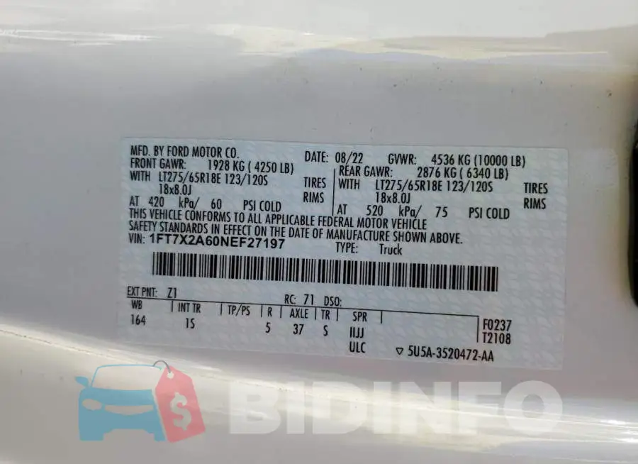 1FT7X2A60NEF27197 Photo# 12