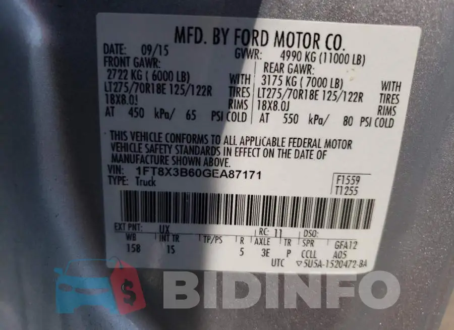 1FT8X3B60GEA87171 Photo# 12