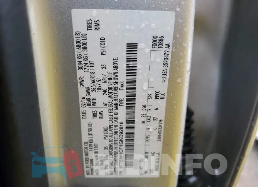 1FTEW1CF1GKD92818 Photo# 12