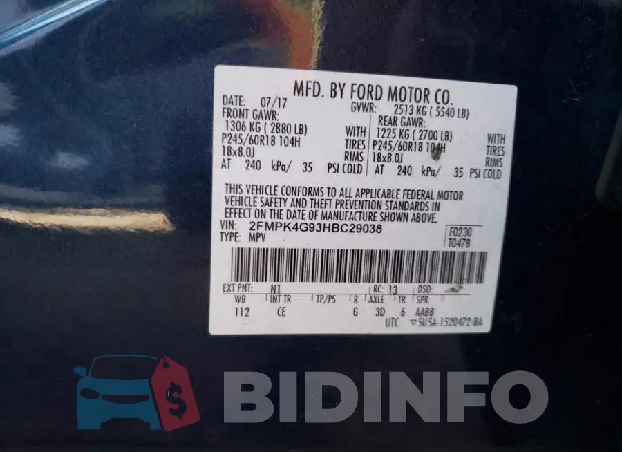 2FMPK4G93HBC29038 Photo# 12