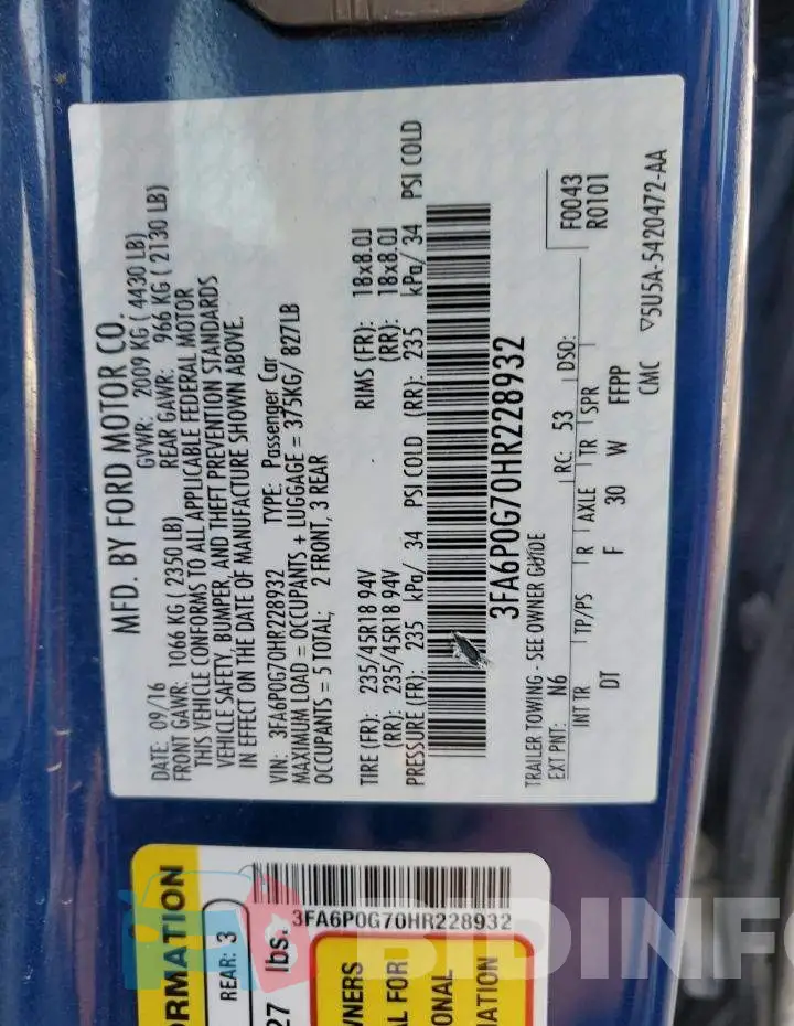 3FA6P0G70HR228932 Photo# 12