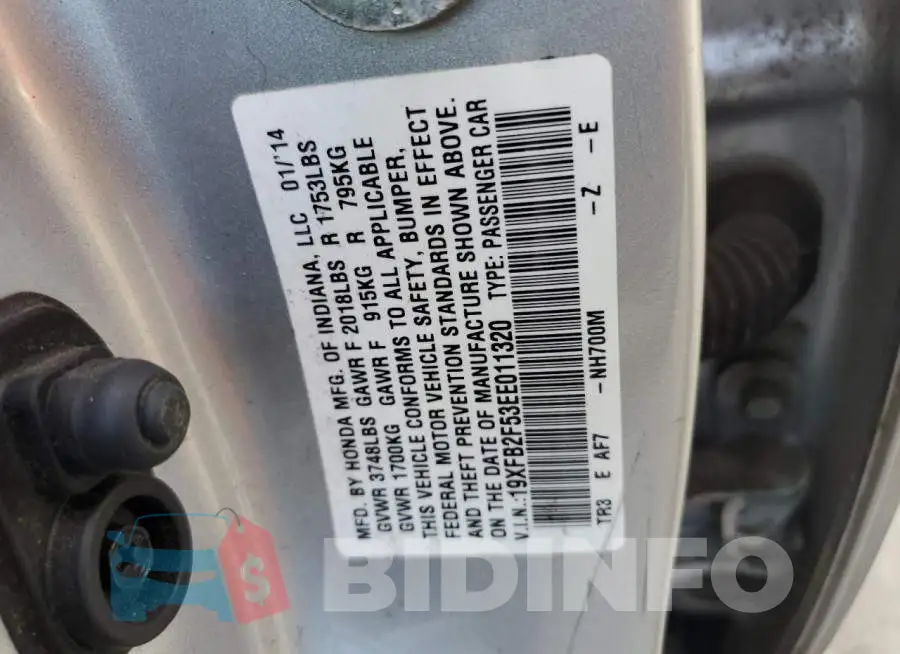 19XFB2F53EE011320 Photo# 13