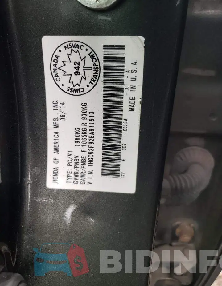 1HGCR2F82EA811913 Photo# 13