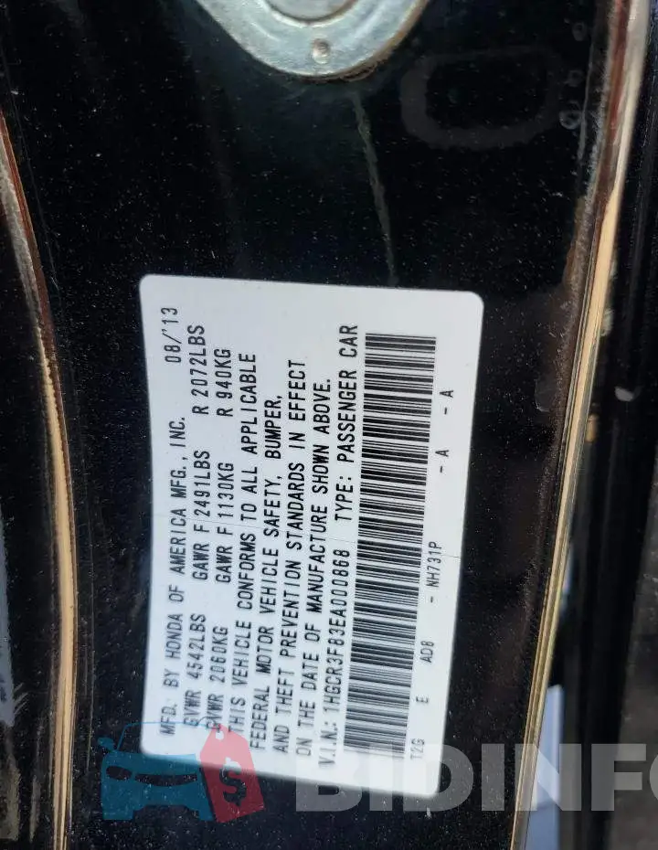1HGCR3F83EA000868 Photo# 12