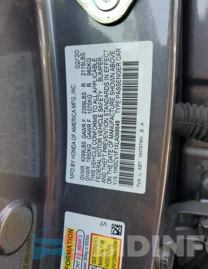 1HGCV1F1XLA068648 Photo# 12
