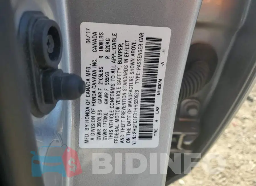 2HGFC1F31HH650523 Photo# 12