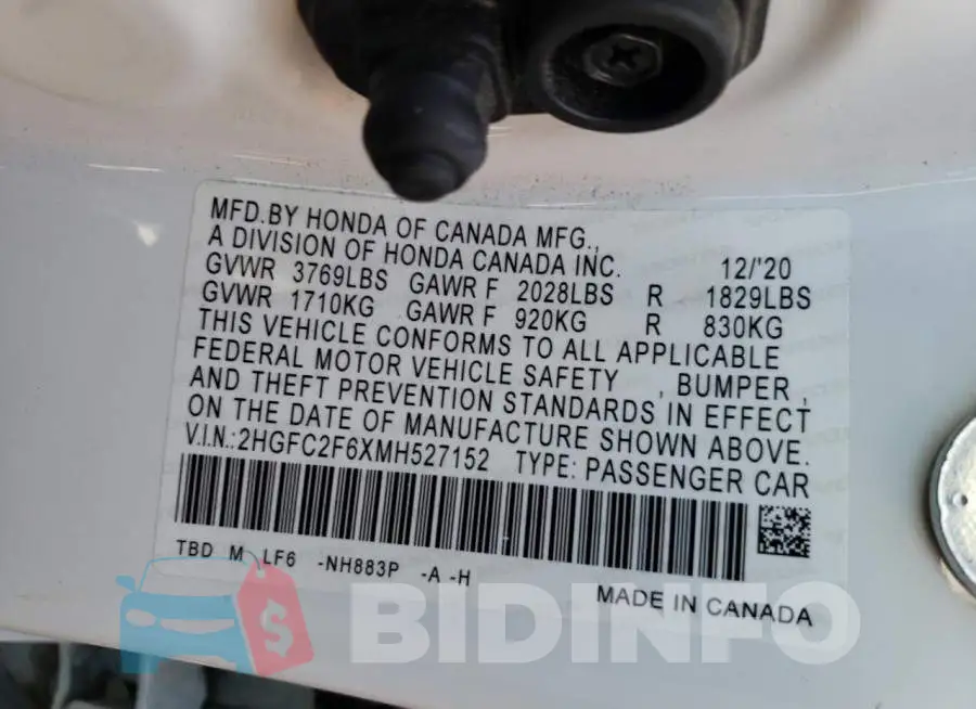 2HGFC2F6XMH527152 Photo# 12