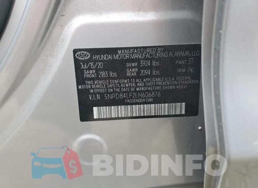 5NPD84LF2LH606876 Photo# 12