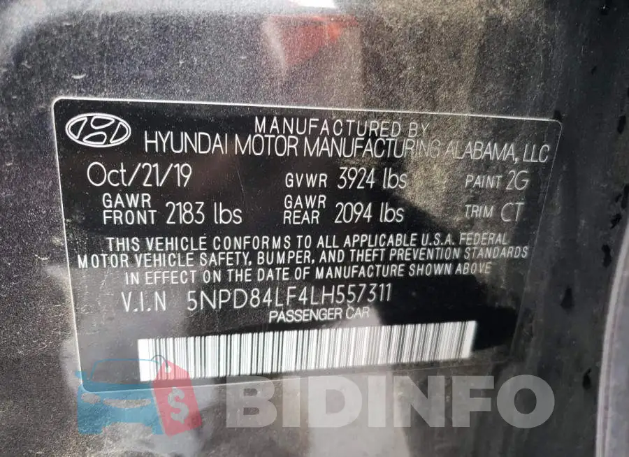 5NPD84LF4LH557311 Photo# 12