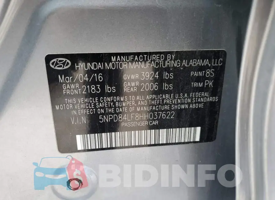 5NPD84LF8HH037622 Photo# 13