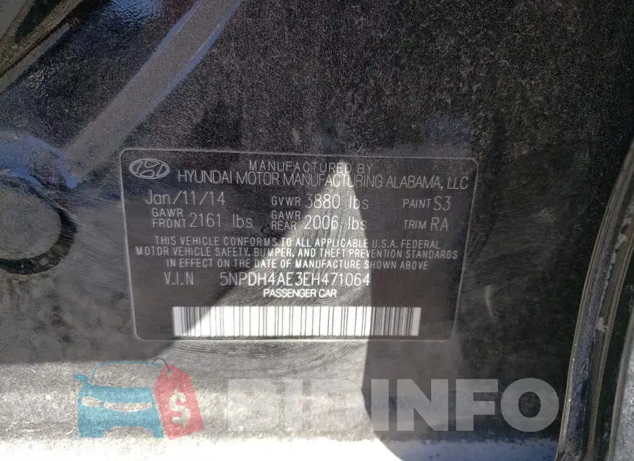5NPDH4AE3EH471064 Photo# 12