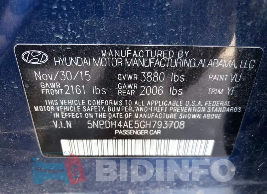 5NPDH4AE5GH793708 Photo# 12