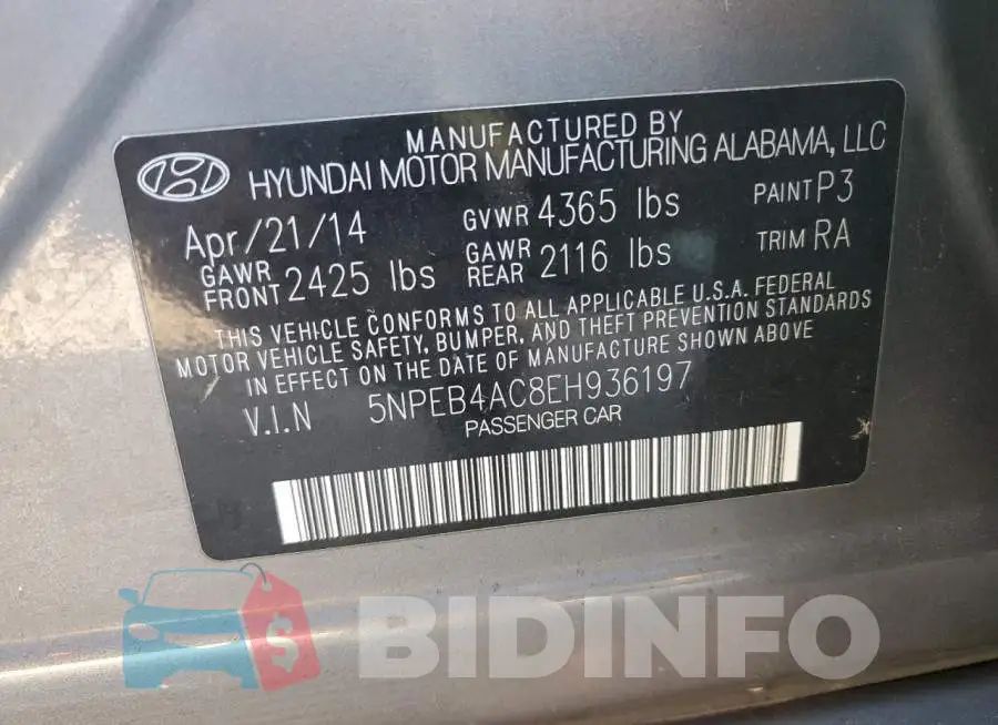 5NPEB4AC8EH936197 Photo# 12