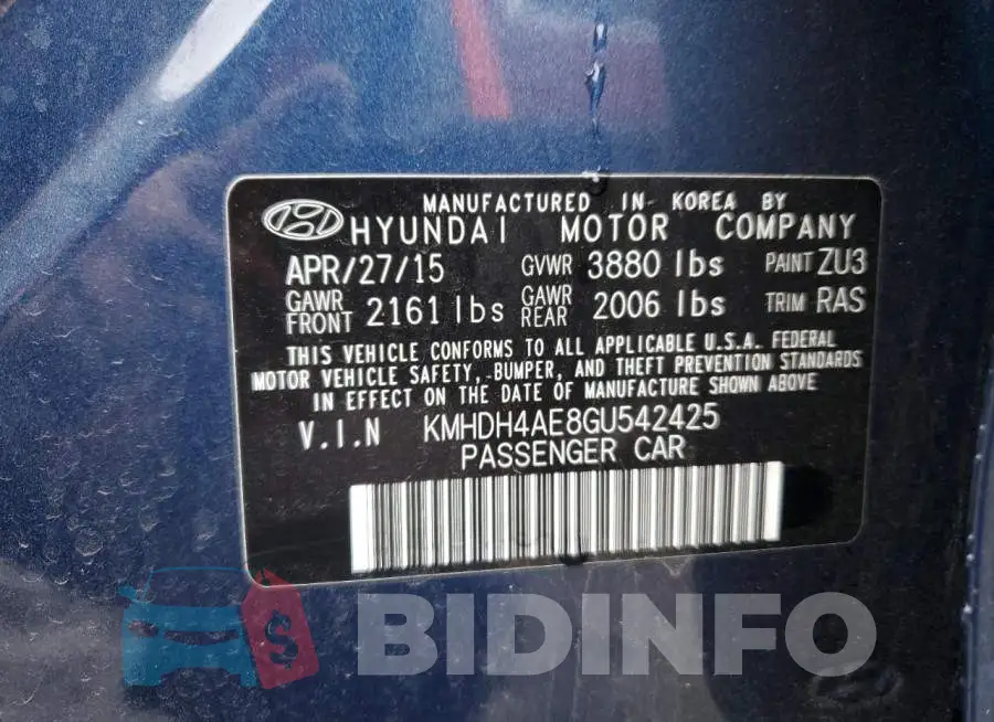KMHDH4AE8GU542425 Photo# 13