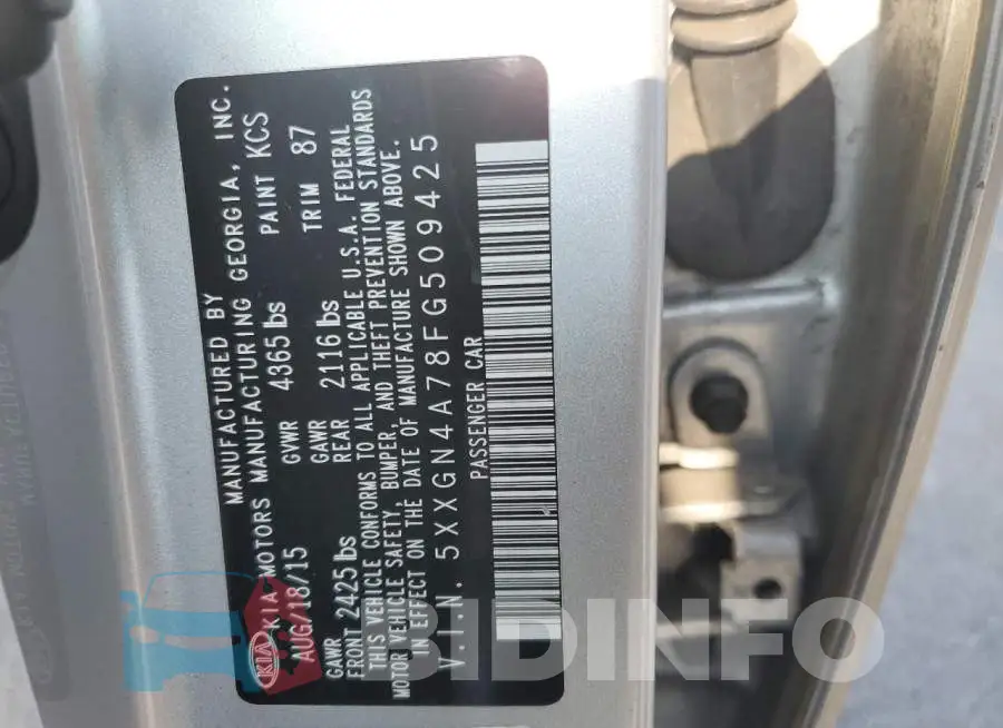 5XXGN4A78FG509425 Photo# 12