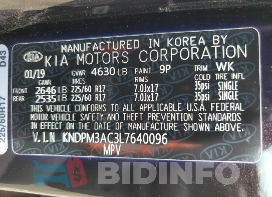 KNDPM3AC3L7640096 Photo# 13